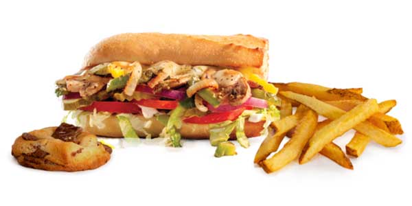 Grilled or cold veggie sub kids meal