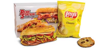 box lunch with italian sub, chips and a cookie